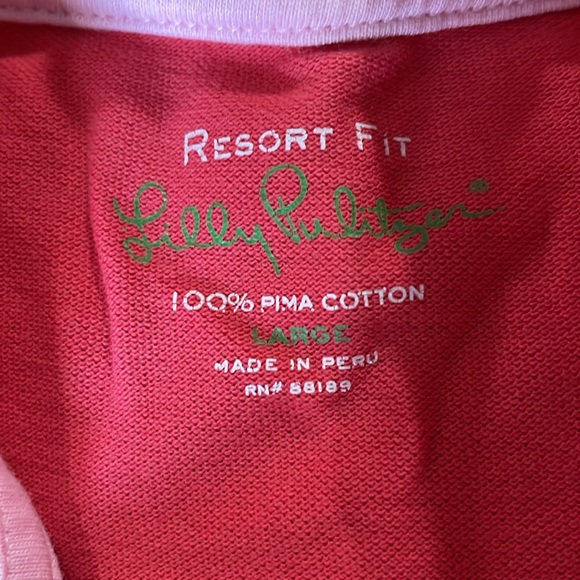 Lilly Pulitzer Women’s Short sleeve 2 button Polo Shirt-Size Large-Salmon color - Picture 4 of 6